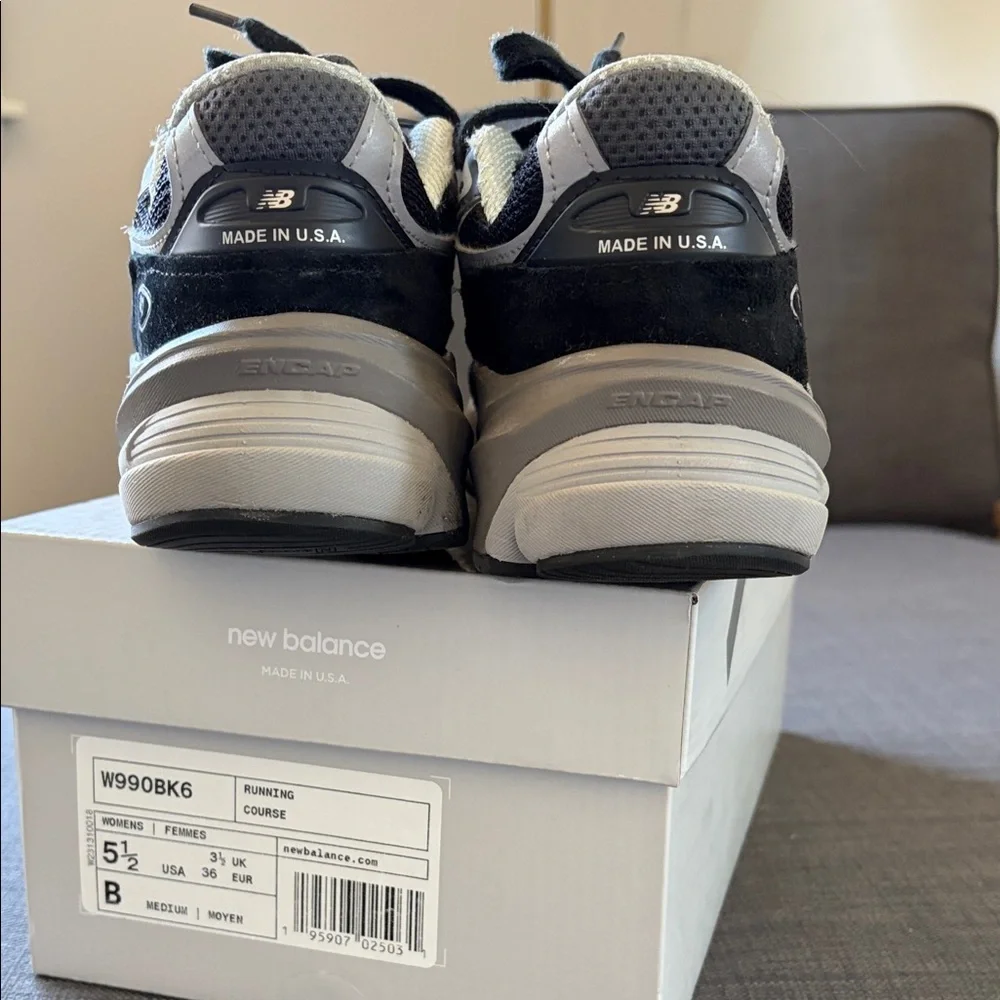 New Balance 990 Black and White Running Shoes sz 5.5 - Picture 3 of 5